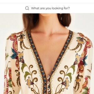 FARM Rio Multicolor Majestic Hearts Long Sleeve Midi Dress